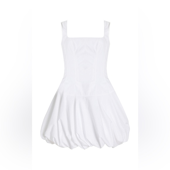 NWOT SIMKHAI Juni Bubble-Hem Cotton-Blend Corset Mini Dress white - Picture 7 of 14
